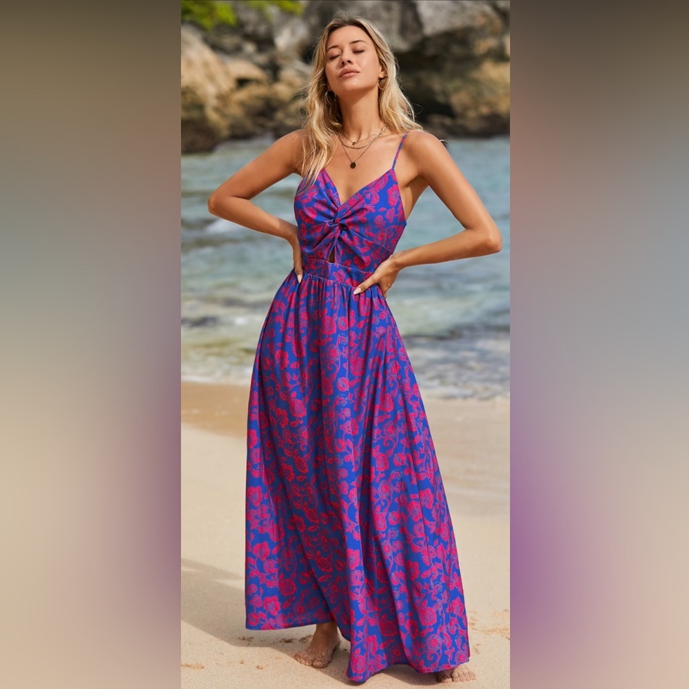 Floral Twist & Keyhole Paisley Maxi Dress (NWT)